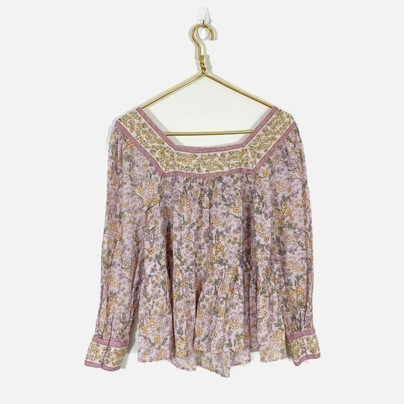 American Eagle‎ NWT XS Boho Floral Square Neck Blouse Top Cotton - Picture 5 of 9